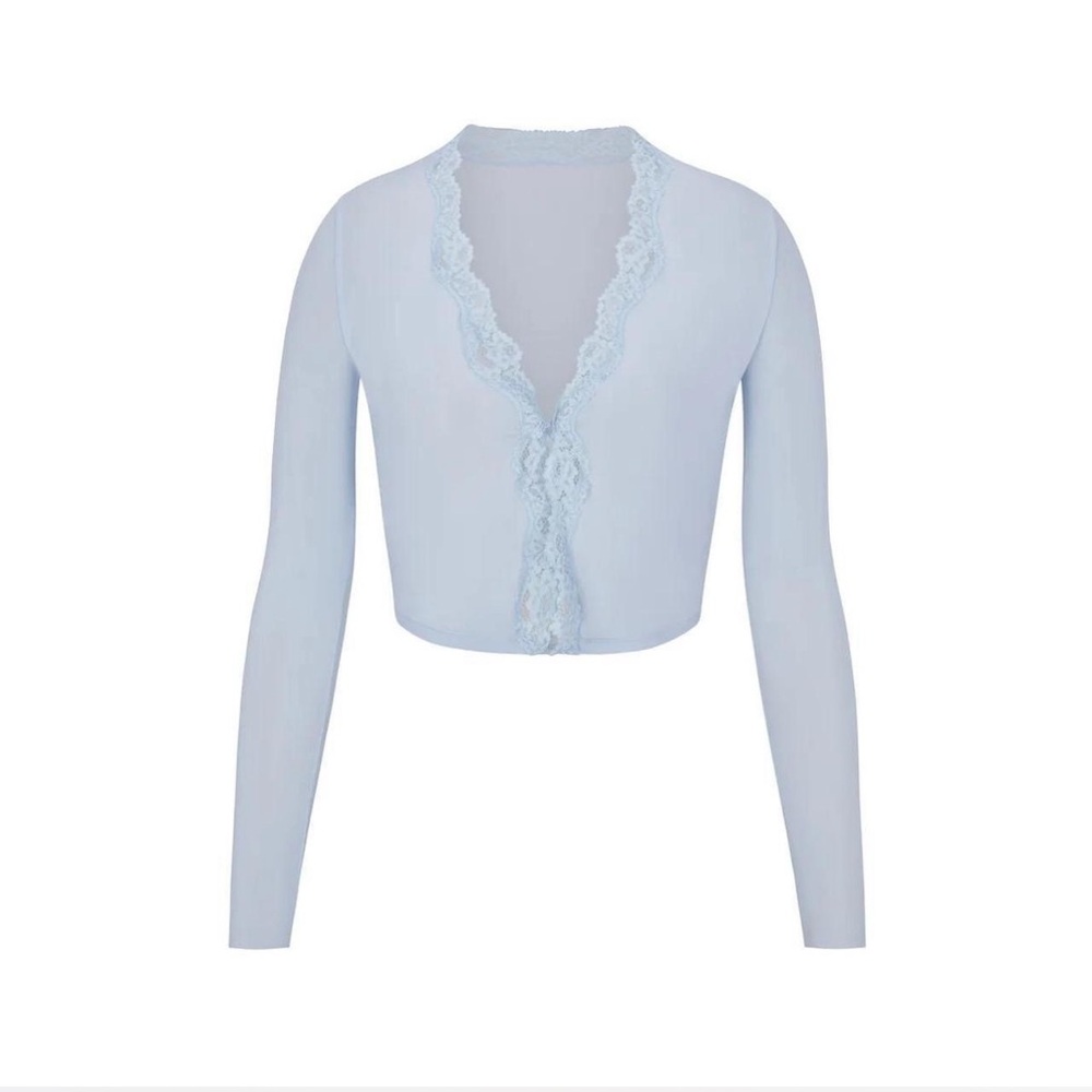 SKIMS Bridal Mesh Clasp Crop top in Glacier | Size S | NWT | Sold Out